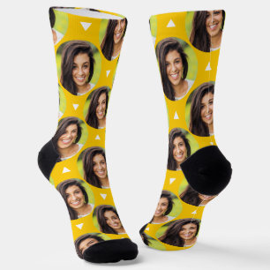 Gelbes Foto von Freundin für Freund Spaß Socken