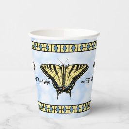 Gelbes Frack Butterfly Blue Sky Personalisiert Pappbecher