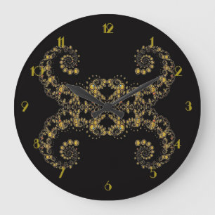 Gelbes Fraktal Curles Wall Clock Große Wanduhr