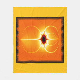 Gelbes Fraktal mit orangefarbenem Hintergrund Fleecedecke