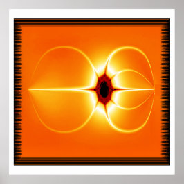 Gelbes Fraktal mit orangefarbenem Hintergrund Poster