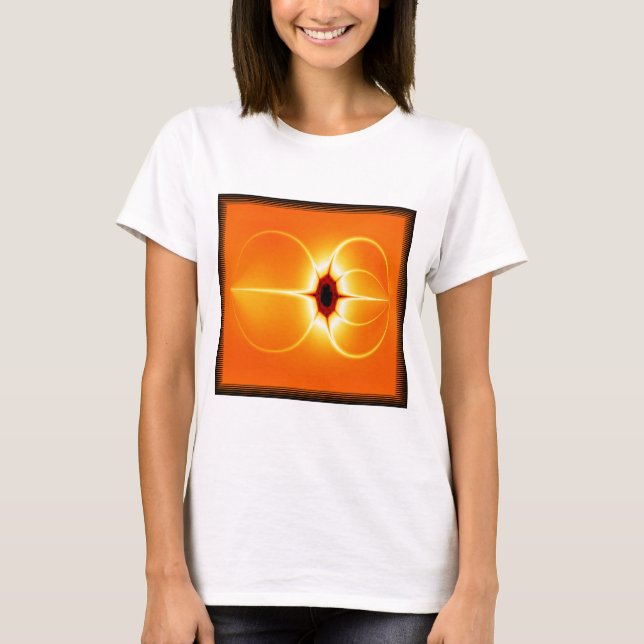 Gelbes Fraktal mit orangefarbenem Hintergrund T-Shirt (Vorderseite)