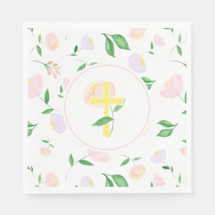 Gelbes Frühlings-Aquarell-Blumenkreuz Serviette