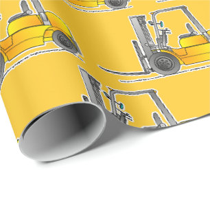Gelbes Gabelstapler-Geschenkpapier, Gabelstapler-G Geschenkpapier