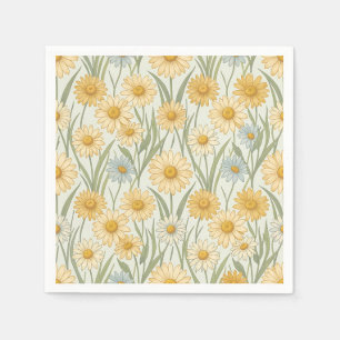 Gelbes Gänseblümchen-Feld Nahtloses Blumenmuster Serviette