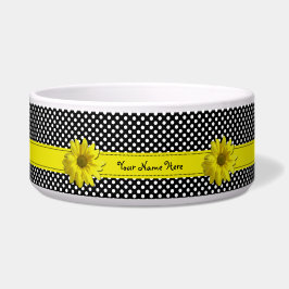 Gelbes Gänseblümchen-Schwarzweiss-Tupfen Napf