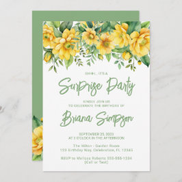 Gelbes Gelb-Gelb-Grün-Blütenüberraschung Party Einladung