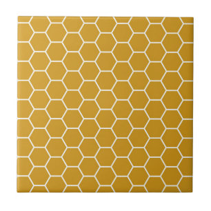 Gelbes geometrisches Bienenwaben-Goldrutenhexagon Fliese