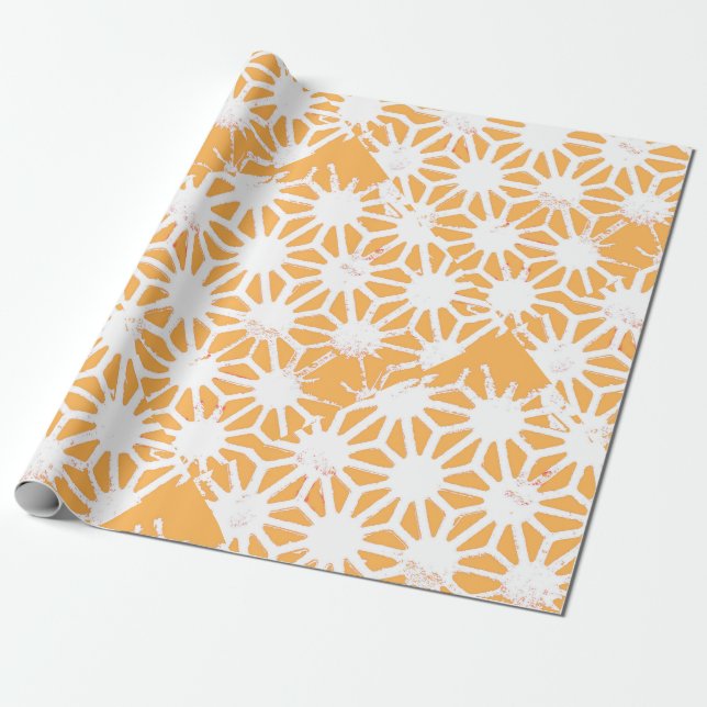 Gelbes geometrisches Muster Geschenkpapier (Ungerollt)