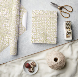 Gelbes geometrisches Weißgold Geschenkpapier