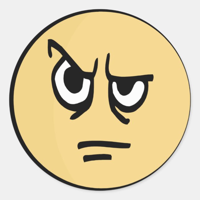 Gelbes Gesicht, das verschlimmert wird. Runder Aufkleber (Vorderseite)