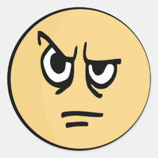 Gelbes Gesicht, das verschlimmert wird. Runder Aufkleber