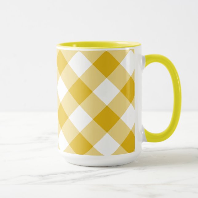 Gelbes Gingham-Geschenk Tasse (Rechts)