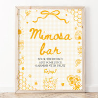 Gelbes Gingham-Honigbiene-Mimosa-Bar-Schild