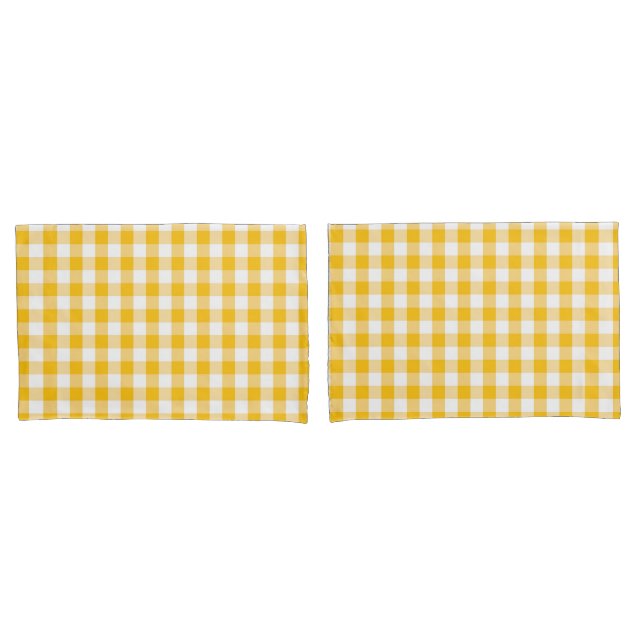 Gelbes Gingham-Karo-Muster Kissenbezug (Vorderseite-Set)