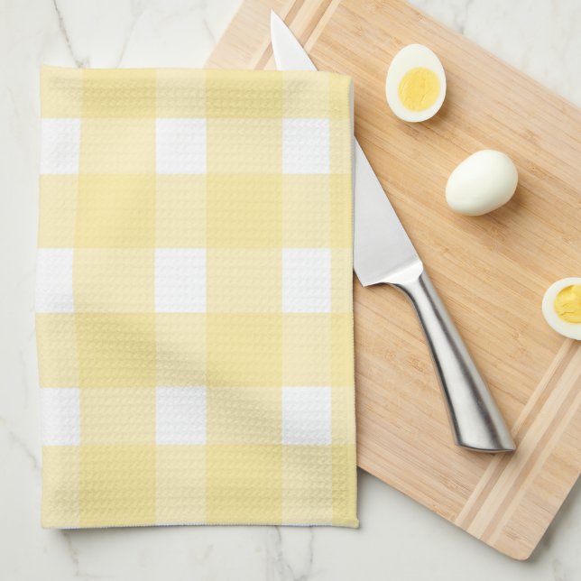 Gelbes Gingham-Küchenhandtuch Geschirrtuch (Viertel Falte)