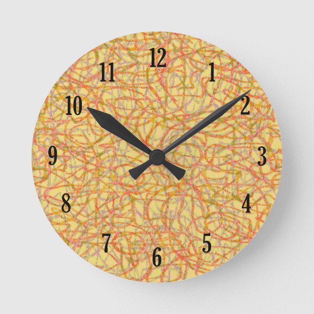 Gelbes Gliedermuster Runde Wanduhr (Vorderseite)