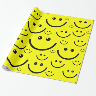 gelbes glückliches Gesicht Musterdruck Geschenkpapier