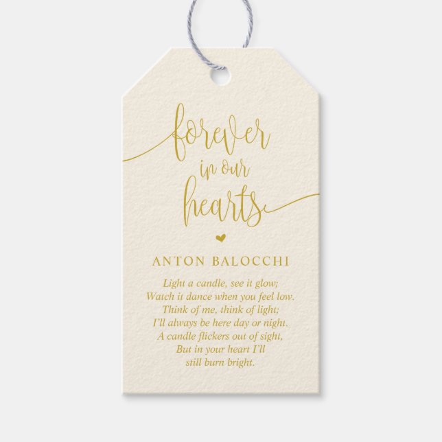 Gelbes Gold, Gedächtniskerze, Beerdigungsservice-T Geschenkanhänger (Vorderseite)