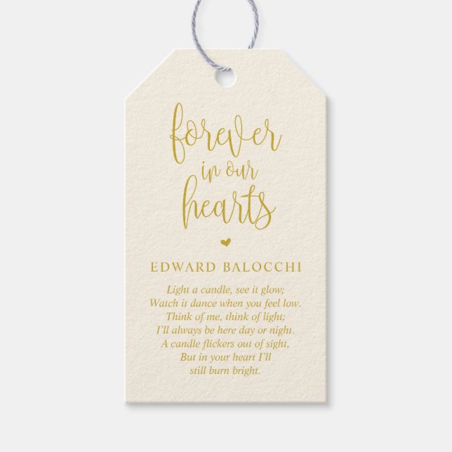 Gelbes Gold, Gedächtniskerze, Beerdigungsservice-T Geschenkanhänger (Vorderseite)