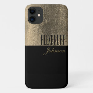 Gelbes Gold und schwarzer einfacher Name Case-Mate iPhone Hülle