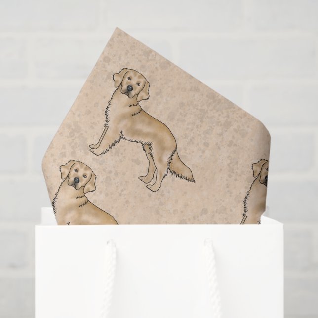 Gelbes Golden Retriever Niedlich Cartoon Dog Muste Seidenpapier (Geschenktüte)