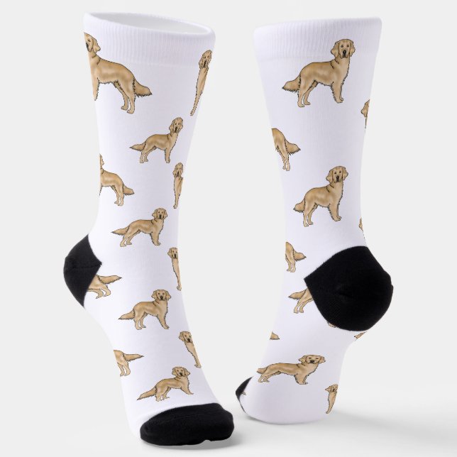 Gelbes Golden Retriever Niedlich Cartoon Dog Muste Socken (Gewinkelt)
