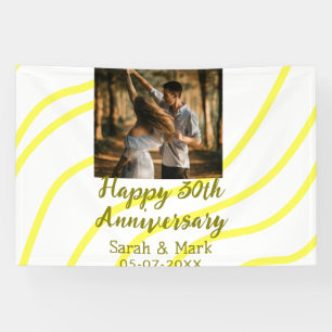 Gelbes goldenes Foto 30. Hochzeitstag Name Banner
