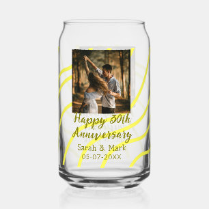 Gelbes goldenes Foto 30. Hochzeitstag Name Dosenglas