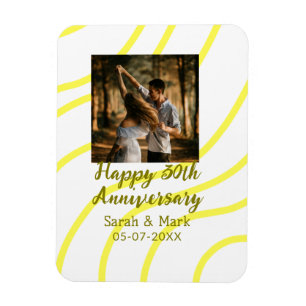 Gelbes goldenes Foto 30. Hochzeitstag Name Magnet