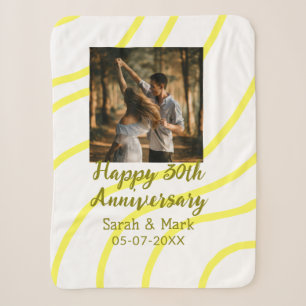 Gelbes goldenes Foto 30. Hochzeitstag Name Sherpadecke