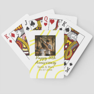 Gelbes goldenes Foto 30. Hochzeitstag Name Spielkarten