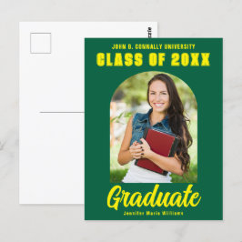 Gelbes GraduiertenFoto Modernes, feines Abschluss Postkarte