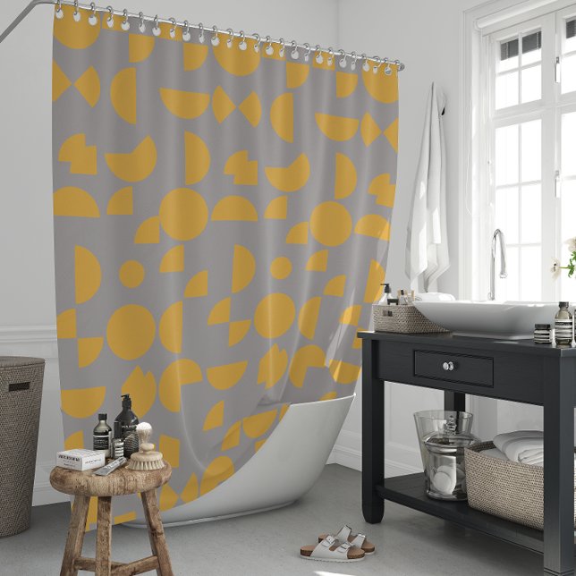Gelbes Grau Modernes, elegantes geometrisches Trib Duschvorhang (Yellow Grey Modern Elegant Geometric Tribal Shower Curtain)