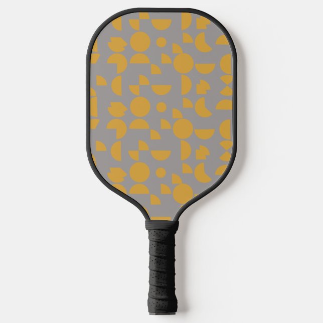 Gelbes Grau Modernes, elegantes geometrisches Trib Pickleball Schläger (Vorderseite)