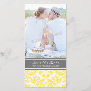 Gelbes Grau Save the Date, das Foto-Karten Wedding Save The Date