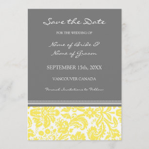 Gelbes graues Foto Hochzeit Speichern Sie die Datu Save The Date