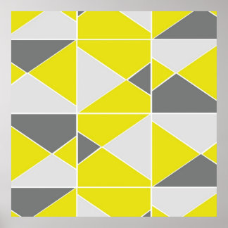 Gelbes graues geometrisches Muster Poster