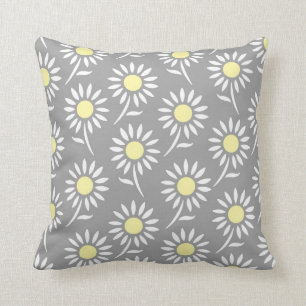 Gelbes graues Weiß-dekoratives mit Blumenkissen Kissen