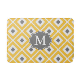Gelbes, graues, weißes Ikat-Diamantmuster Badematte
