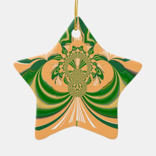 Gelbes grünes Design. Keramik Ornament (Vorne)