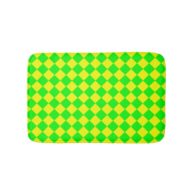 Gelbes grünes Schachbrett Diamantmuster Badematte (Vorderseite)
