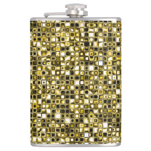 Gelbes Grunge Textured Grid Muster Flachmann