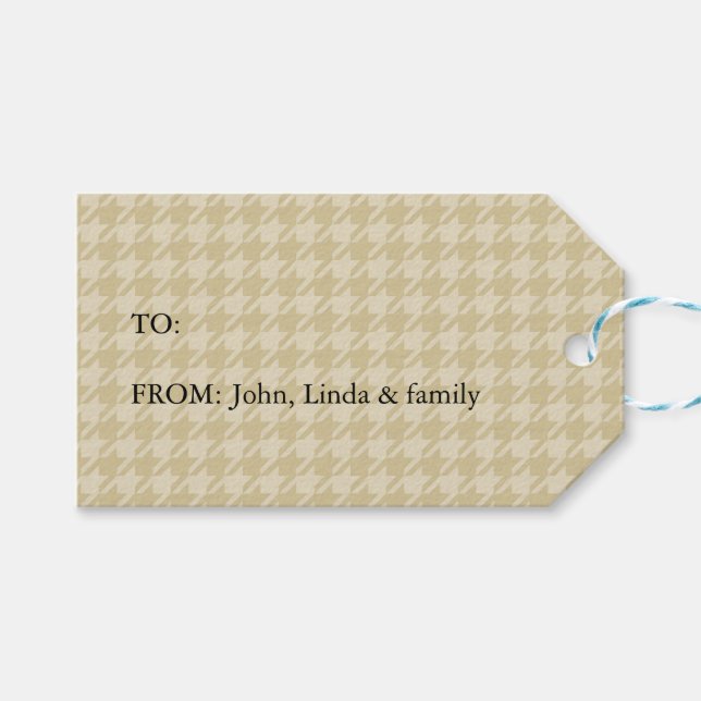 Gelbes Hahnentrittmuster Geschenkanhänger (Vorderseite (Horizontal))