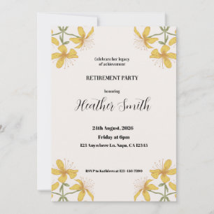 Gelbes handGezeichnet Blume Rente Party Invitati Einladung