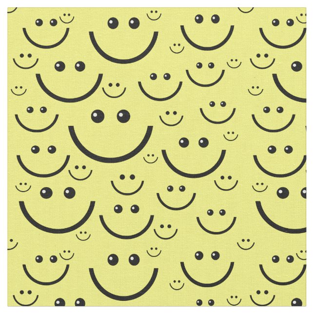 gelbes Happy-face-Print Stoff (Nahaufnahme)