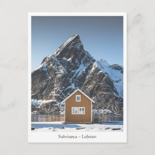 Gelbes Haus Sakrisoya Lofoten-Inseln Postkarte