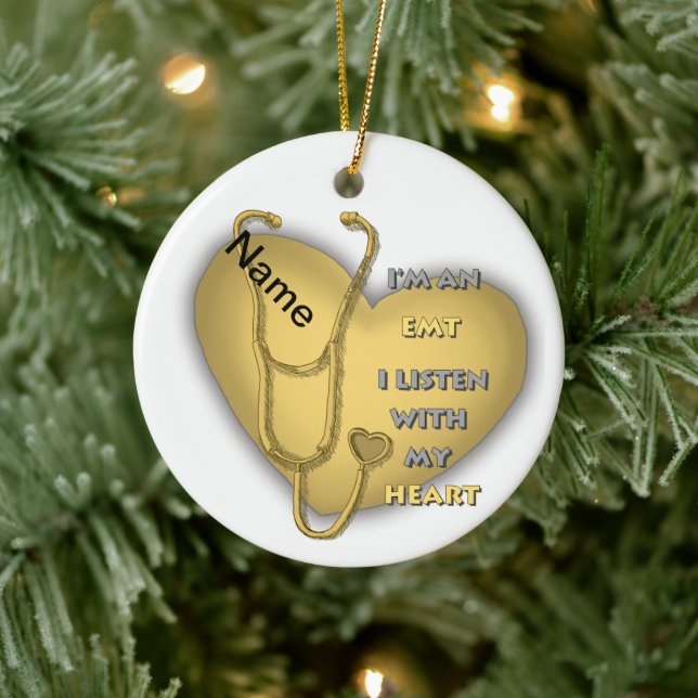 Gelbes Herz EMT Keramik Ornament (Baum)