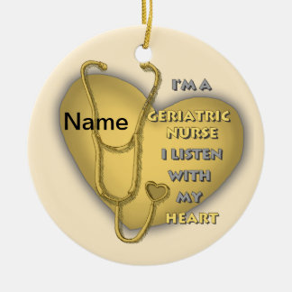 Gelbes Herz Geriatrische Krankenschwester Keramik Ornament