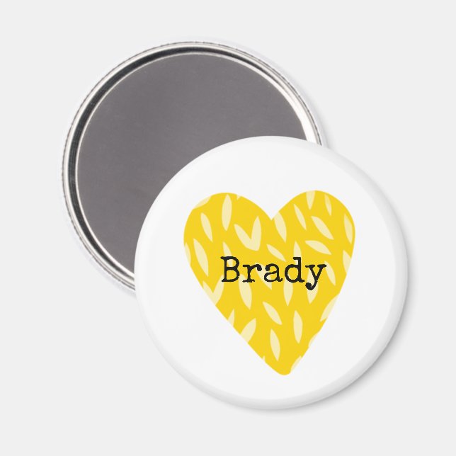 Gelbes Herz Großkinder Kinder Name Familie Baummag Magnet (Vorderseite/Rückseite)